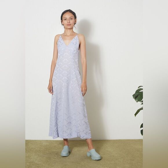 NEW GANNI Jacquard Midi Slip Dress in “Cosmic Sky” lavender - Picture 10 of 15